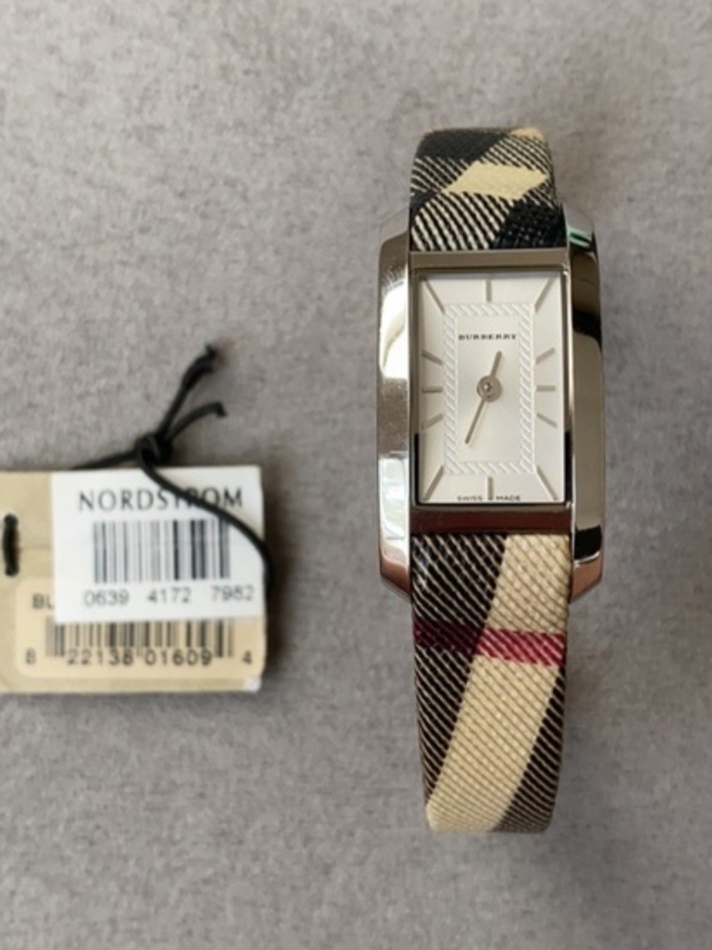 Burberry Plaid Strap Silver-Tone Rectangular Women's Watch - Picture 3 of 10